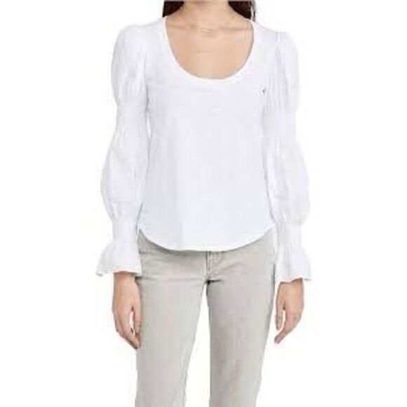 Cinq à Sept Tops - Cinq a Sept White Smocked Long Sleeve Libby Top, size XS